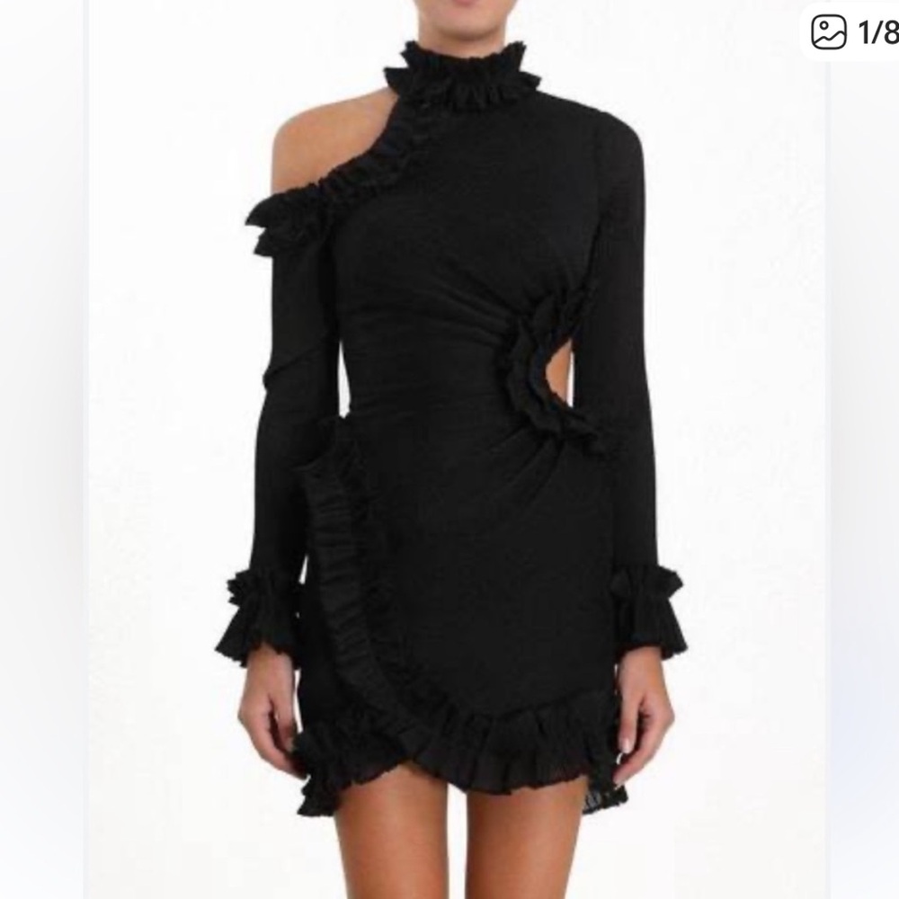 Zimmermann Black Ruffled Long Sleeve Dress